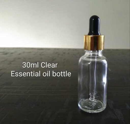 CLEAR GLASS JAR BOTTLE WITH Golden DROPPER