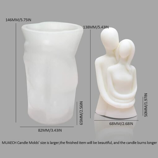 Vedini Candle Mold Making Couple Candle Molds Valentine's Day Couple Hug Silicone Mold Code 125 - Image 2