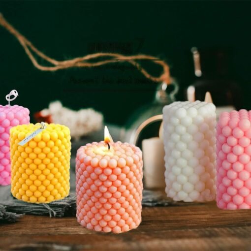 Vedini Pillar Shape Candle Molds | 3D Fondant Silicone Cube Bubble Geometric Ball Wax Mould Code 111 - Image 3