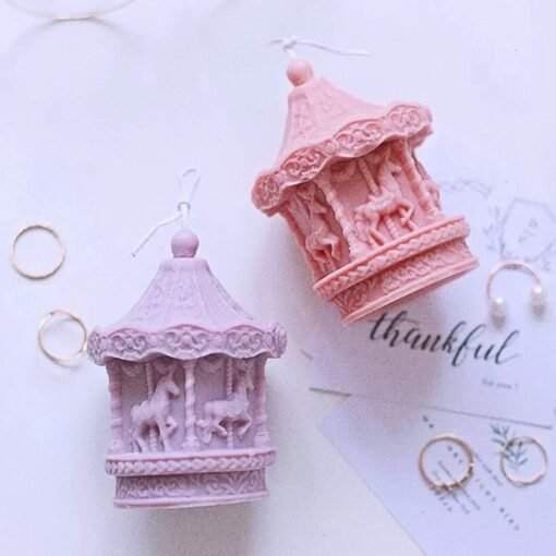 Vedini Merry-Go-Round Resin Mold, Carousel Horse Candle Resin Mold Code 152 - Image 4