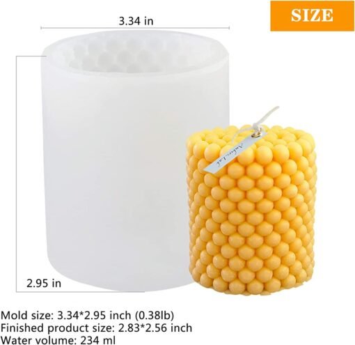 Vedini Pillar Shape Candle Molds | 3D Fondant Silicone Cube Bubble Geometric Ball Wax Mould Code 111 - Image 2