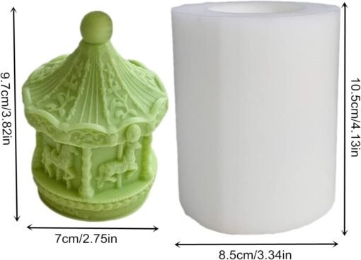 Vedini Merry-Go-Round Resin Mold, Carousel Horse Candle Resin Mold Code 152 - Image 7