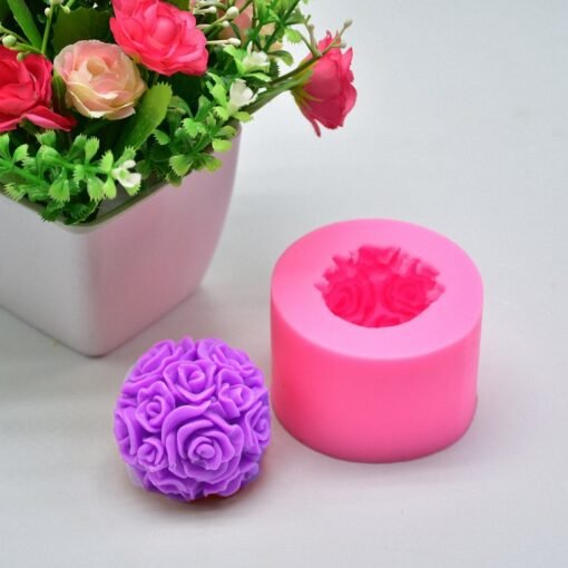 Vedini 1 Cavity 3D Rose Ball Candle Mold Rose Flower Silicone Mold Code 131 - Image 5