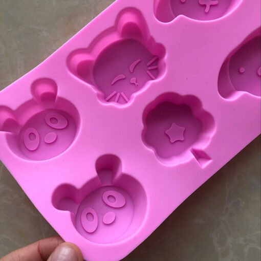 Vedini 6 Cavity Cartoon Elephant Cat Dog Papi Silicone Cake Mold JKB-611 - Image 3