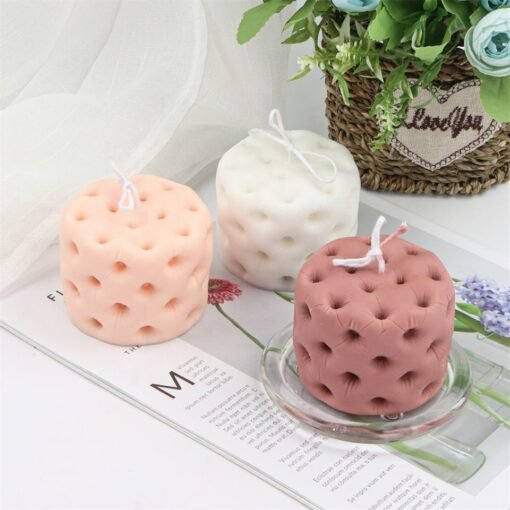 Vedini Creative Round Sofa Stool Candle Silicone Mold DIY 3D Cylindrical Honeycomb Code 118 - Image 4