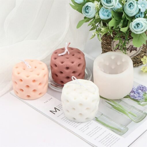 Vedini Creative Round Sofa Stool Candle Silicone Mold DIY 3D Cylindrical Honeycomb Code 118 - Image 6