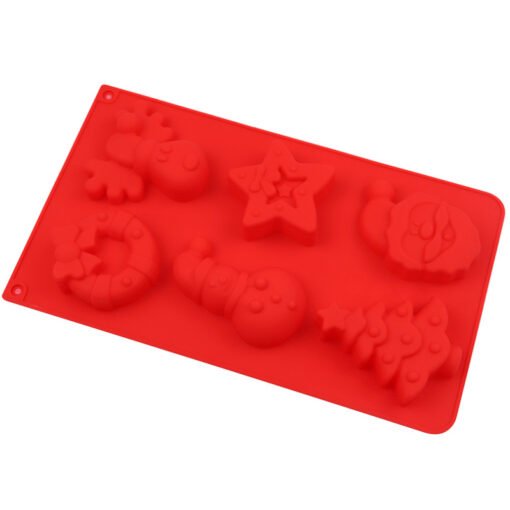 Vedini 6 Cavity Christmas Wreath Elk Snowman Christmas Tree Star Silicone Cake Mold Creative Pudding Mold JKB-745 - Image 6