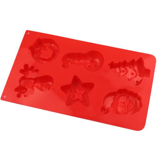 Vedini 6 Cavity Christmas Wreath Elk Snowman Christmas Tree Star Silicone Cake Mold Creative Pudding Mold JKB-745 - Image 5
