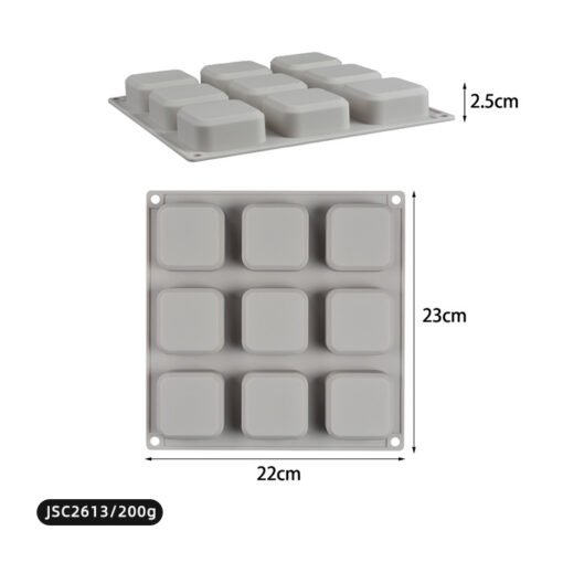 Vedini 9 Cavity square soap silicone molds  (55 To 65 GM APPROX) JKB-301 - Image 5