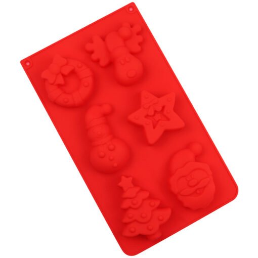 Vedini 6 Cavity Christmas Wreath Elk Snowman Christmas Tree Star Silicone Cake Mold Creative Pudding Mold JKB-745 - Image 4
