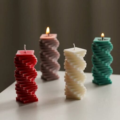 Vedini Rotating blocks art pillar silicone candle mold (1 Cavity ) Code 159 - Image 7