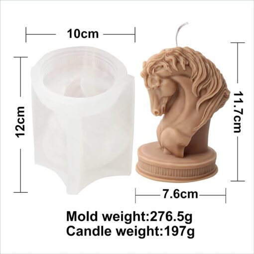 Vedini 3D Horse Head Statue Candle Silicone Mold Bust Riding Sculpture Art Figurine Animal Poney Candle Mould JKB- 168 - Image 2