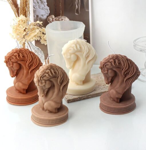Vedini 3D Horse Head Statue Candle Silicone Mold Bust Riding Sculpture Art Figurine Animal Poney Candle Mould JKB- 168 - Image 5