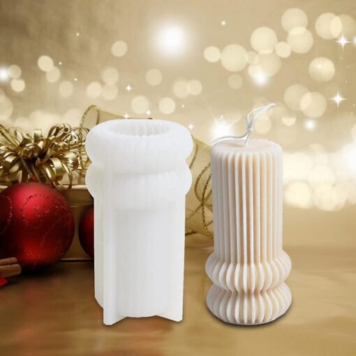 Vedini Striped Cylinder Candle Mold | 3d Cylinder Candle Mold Stripe Silicone Molds JKB-175 - Image 3