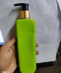 VEDINI Green TALL SQUARE BOTTLE (PCR/PET) & 24MM GLOSSY LOTION/HAND WASH/FACEWASH PUMP 300ML - Golden Pump