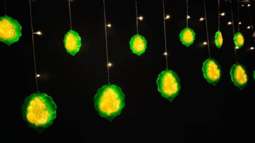 Vedini Ganesh Curtain LED Diwali Lights 114 LED 3 Meter Curtain String Lights Window Curtain Led Lights for Decoration with 8 Flashing Mode for Festival Home (6+6 Ganesh Curtain, Warm White) jkb-1018 - Image 4
