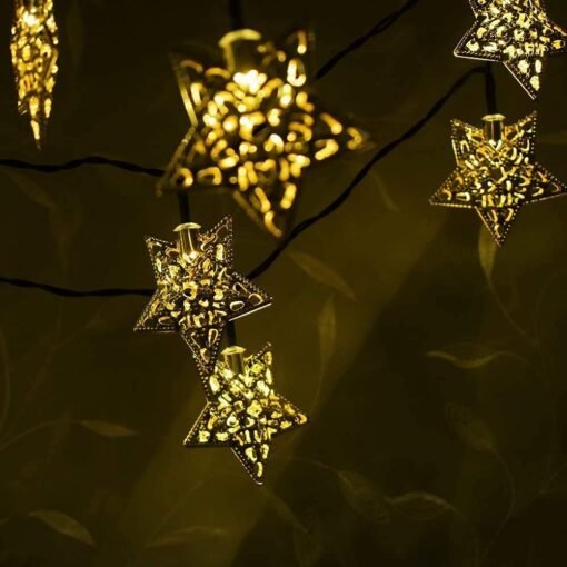 Vedini Golden Metal Star Decorative String 10 Led Lights for Diwali Home Hanging Bedroom Birthday Party Decoration JKB 1011 - Image 2