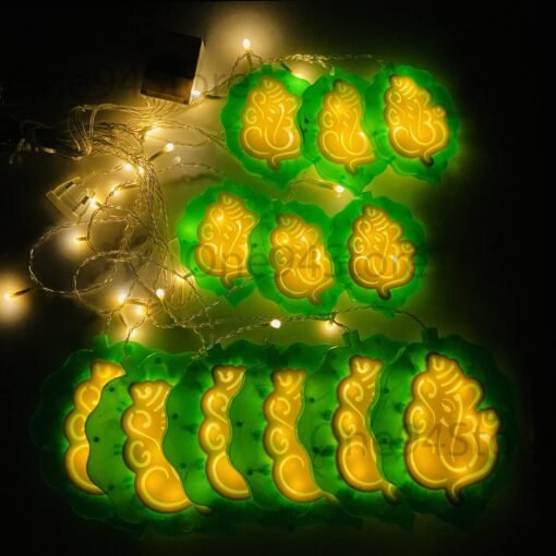Vedini Ganesh Curtain LED Diwali Lights 114 LED 3 Meter Curtain String Lights Window Curtain Led Lights for Decoration with 8 Flashing Mode for Festival Home (6+6 Ganesh Curtain, Warm White) jkb-1018 - Image 3