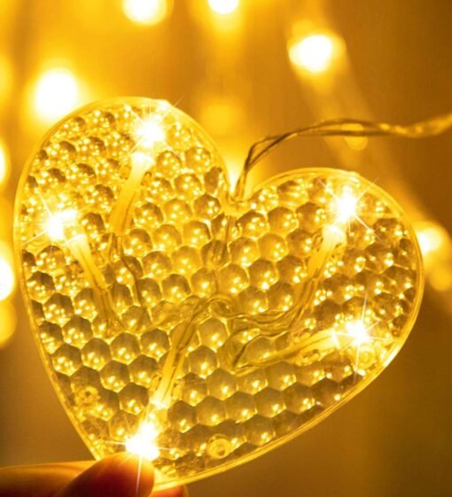 Vedini Love Heart Led Light Curtain String Lights With 8 Flashing Modes For Diwali Home Decoration (6+6 Hearts,138 Led) ,2.5 meters jkb-1019 - Image 2
