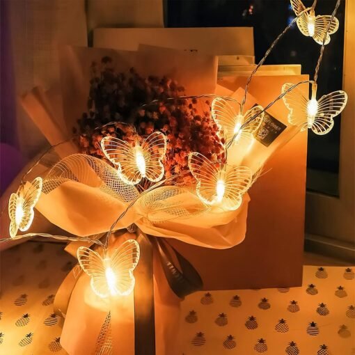 Vedini 14 Butterfly Diwali Decoration led Lights for Home Decoration, led Butterfly Ganesha Light Wall Lights,Butterfly led Light for Diwali Decoration Warm Yellow Lights 2 Pin Plug jkb -1024 - Image 2