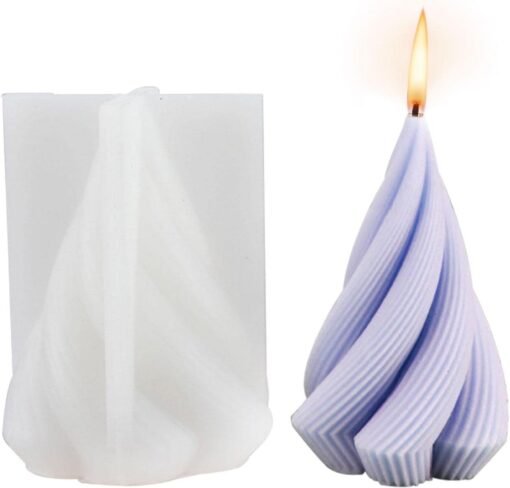 Vedini Twisted Spiral Cone Shape Column Candle Mold I 3D Conical Geometric Thread Pillar Tree Silicone Mould  no SCM Jkb-762 - Image 3
