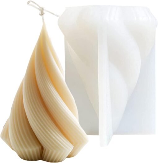 Vedini Twisted Spiral Cone Shape Column Candle Mold I 3D Conical Geometric Thread Pillar Tree Silicone Mould  no SCM Jkb-762 - Image 5