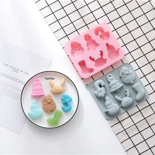 Christmas Silicone Mold Festival Multipurpose Snowman Mould Xmas Multipurpose Kitchen Multipurpose Party Multipurpose Pink JKB-727 - Image 3
