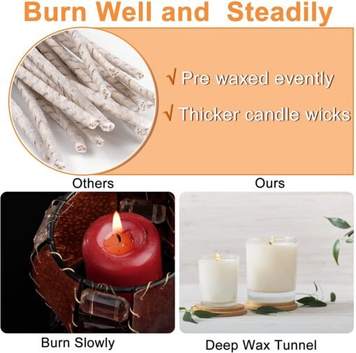 Vedini Candle Wick, Pre-Waxed Wicks with, 6 Inch Candle Wicks for Candle Making. (6 inch) - Image 7