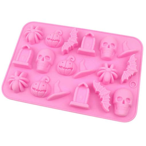 Vedini 18 Cavity halloween skeleton and spider shape silicone chocolate mold JKB-726 - Image 2