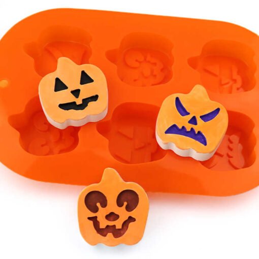 Vedini 6 Cavity pumpkin shape Halloween silicone resin diy hand make candle mold (65 gm approx) JKB-709 - Image 6