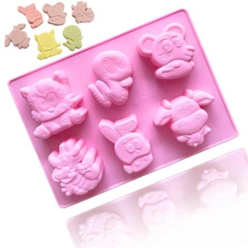 Vedini 6 Cavity mouse cattle rabbit shape carton silicone cake mold JKB-721 - Image 2