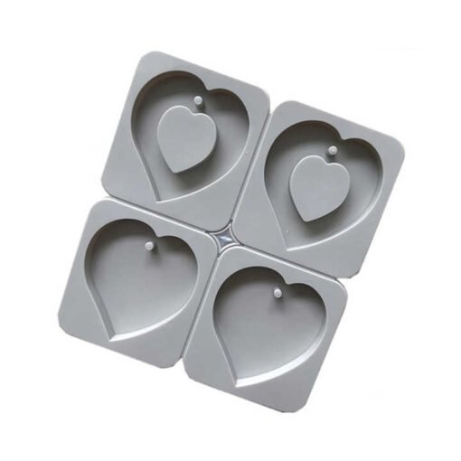 Vedini 4 Cavity heart shape candle soap resin silicone Hanging And Wax Tablet Mold JKB-711 - Image 2