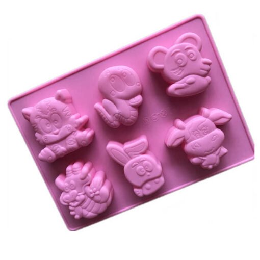 Vedini 6 Cavity mouse cattle rabbit shape carton silicone cake mold JKB-721 - Image 6