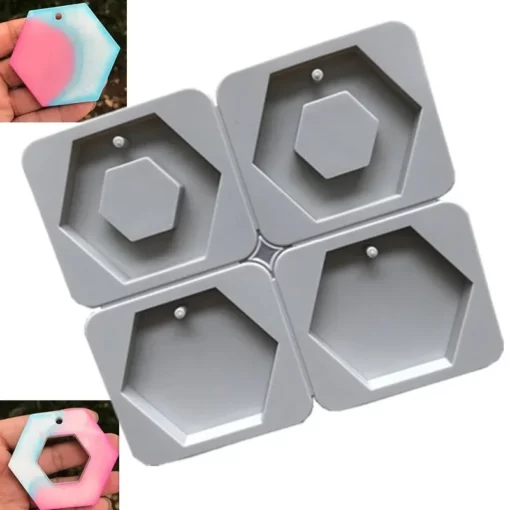 Vedini 4 cavity sexangle shape, Hanging And Wax Tablet cake Mold. JKB-741 - Image 2