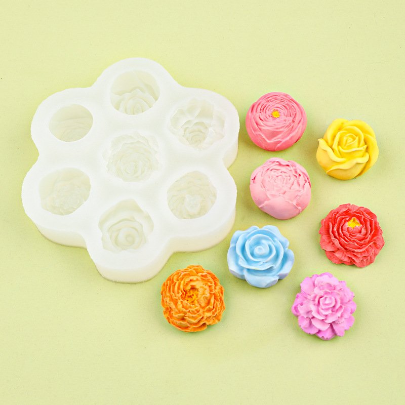 Vedini 7 Cavity Styles Flower Silicone Mold-Miniature Flower Candle Mold-Rose Peony Candle Mold-Epoxy Resin Art Mold jkb-203M - Image 9