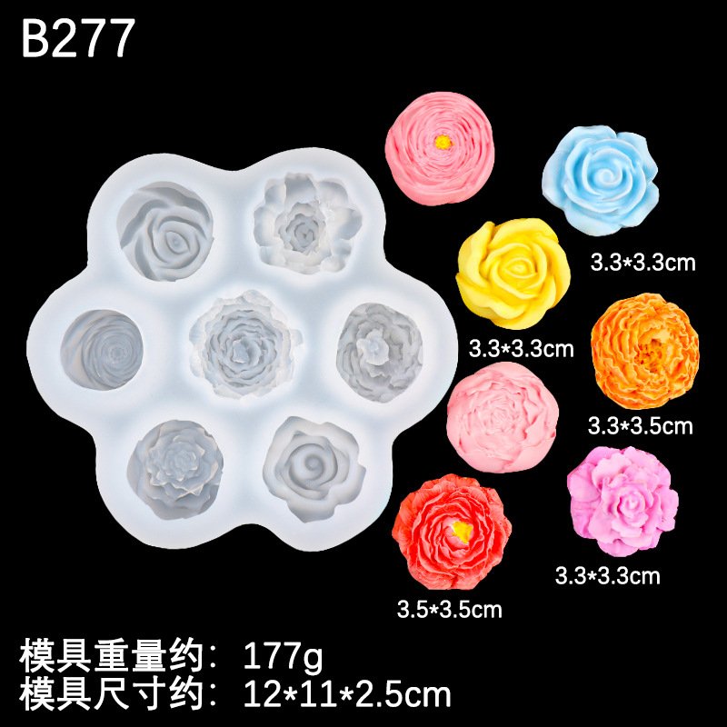 Vedini 7 Cavity Styles Flower Silicone Mold-Miniature Flower Candle Mold-Rose Peony Candle Mold-Epoxy Resin Art Mold jkb-203M - Image 8