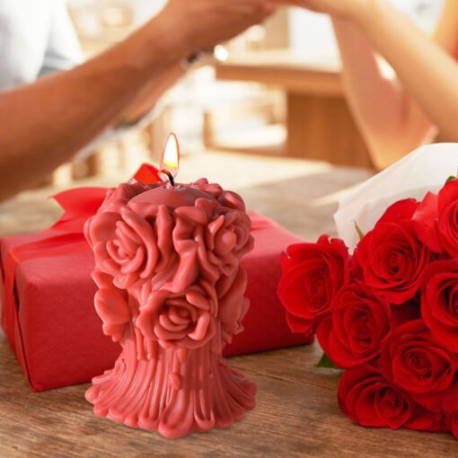 Vedini Rose Flower Candle Mold Non-stick, easy-to-remove mold for making candle soap JKB-401M - Image 2