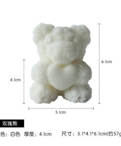 Vedini Rose Bear Shape Candle Mold I 3D Teddy Bear with Heart Silicone Epoxy Casting Mold (Small) JKB-214 (Small WCM-435 and Large  432) - Small