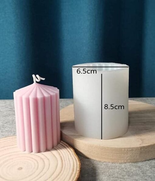 Vedini Pillar Crinkle Silicone Candle Mold, Cylindrical Shaped, Simple Lines DIY Craft for Home Decoration wcm-114 - Image 4