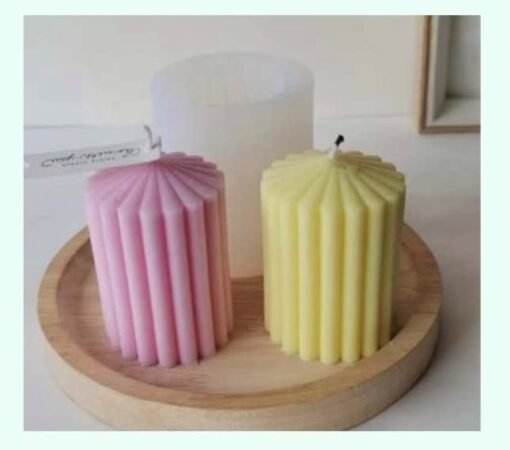 Vedini Pillar Crinkle Silicone Candle Mold, Cylindrical Shaped, Simple Lines DIY Craft for Home Decoration wcm-114 - Image 3