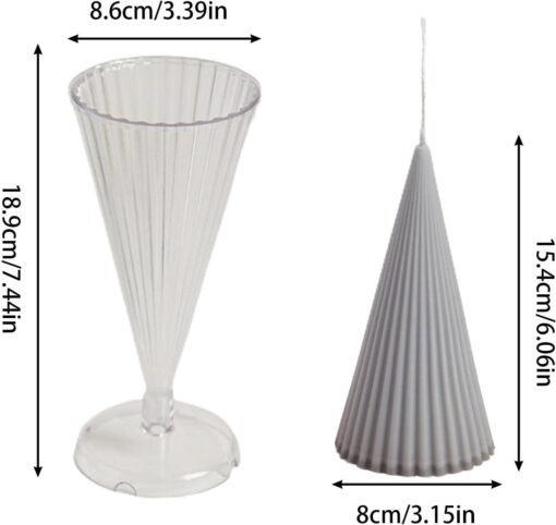 Vedini Acrylic Striped Conical Candle Mold WCM-515 - Image 3