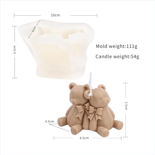 Vedini Teddy Couple Bow Candle Mold WCM-430 - Image 2