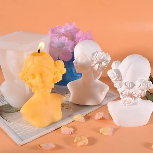 Vedini Natural Girl Big portrait Candle silicone mold DIY character scented candle mold Code 101 - Image 2