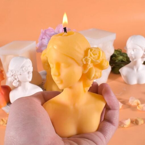Vedini Natural Girl Big portrait Candle silicone mold DIY character scented candle mold Code 101 - Image 3