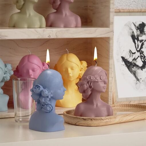 Vedini Natural Girl Big portrait Candle silicone mold DIY character scented candle mold Code 101 - Image 4