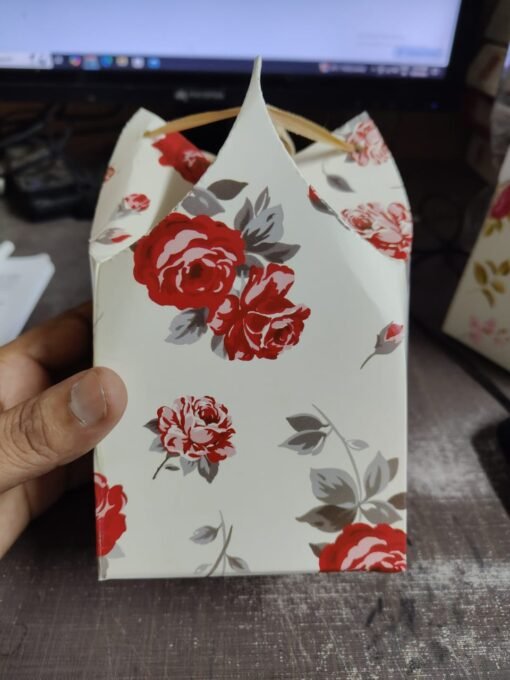 Vedini Paper 1 PCS Candle JAR GIFT BOX PACKAGING (Ribbon & Rose ) (H- 9cm W- 9cm L- 9cm) - Image 2