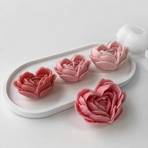 Vedini Flower Candle Mold I 3D Fondant Heart Leaves Shape Silicone Scented Wax Mould I for DIY Handmade Chocolate Ornament Cake Décor Aromatherapy Soap Resin Art Craft Home Party Decoration (Small) WCM-554 - Image 5