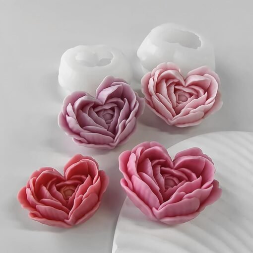 Vedini Flower Candle Mold I 3D Fondant Heart Leaves Shape Silicone Scented Wax Mould I for DIY Handmade Chocolate Ornament Cake Décor Aromatherapy Soap Resin Art Craft Home Party Decoration (Small) WCM-554 - Image 4