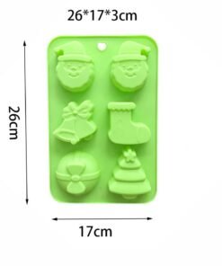 Alternative view of Vedini 6 Cavity Santa Claus, Christmas Tree, Bell Stocking Silicone Mold JKB-671