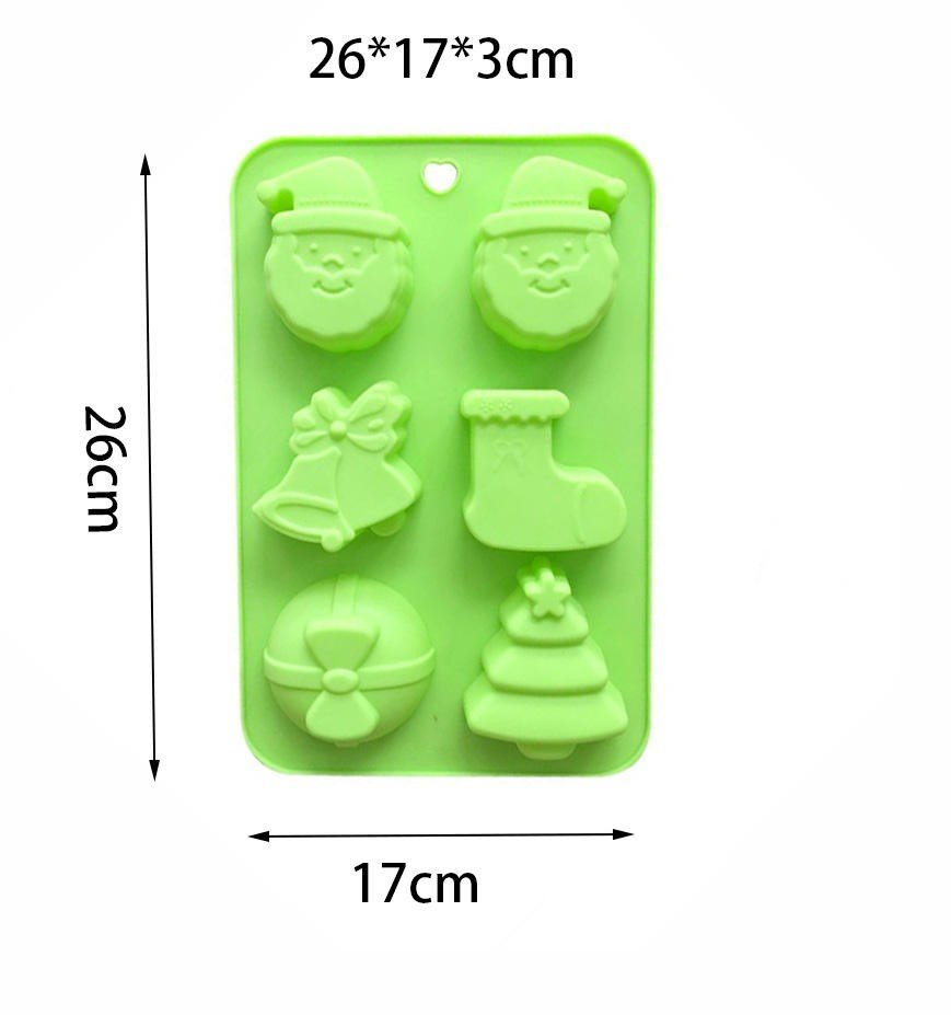Vedini 6 Cavity Santa Claus, Christmas Tree, Bell Stocking Silicone Mold JKB-671 - Image 2